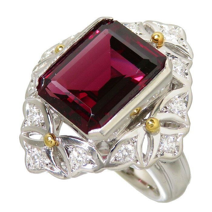 12号 三越ジュエリー コンビ ロードライトガーネット 8.35ct ダイヤモンド 計0.37ct リング・指輪 Pt900プラチナ/K18ゴールド 18金 18.7g レディース【中古】【真子質店】【MiSI】のサムネイル