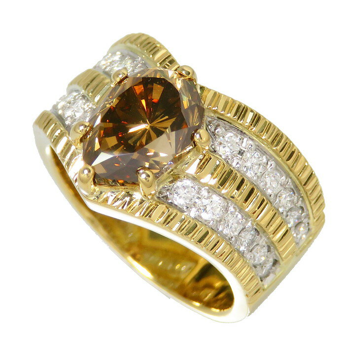 14号 コンビ ブラウンダイヤモンド（FDB-VS2） 2.681ct ダイヤモンド 計0.565ct リング・指輪 K18ゴールド 18金/Pt900プラチナ 11.9g レディース【中古】【真子質店】【NN】【TMaMiK】のサムネイル