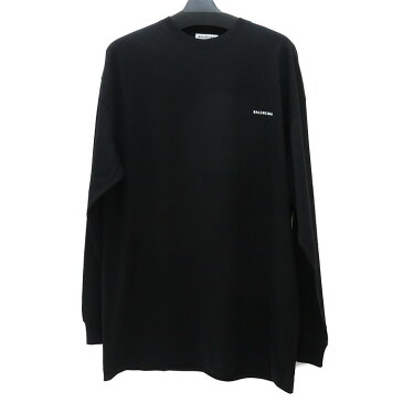 【BALENCIAGA/バレンシアガ】 565573 ロゴ 長袖Tシャツ コットン100％ 黒 メンズ【中古】【真子質店】【GD】【MaMax】