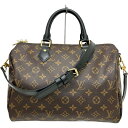 【LOUIS VUITTON/ルイ・ヴィトン】 スピーディ・バンドリエール30 マイLVワールドツアー モノグラムマカサー M43231 2WAY ハンド＆ショルダー ステッカー入 ボストンバッグ PVC/レザー ブラウン/ブラック ユニセックス【中古】【真子質店】【GD】【IDxx】