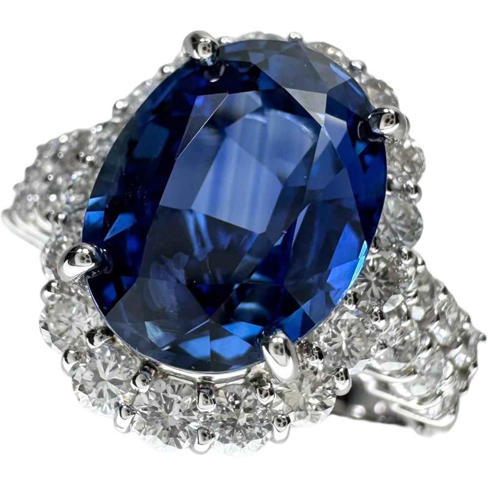 12号 タイ産非加熱サファイア 3.936ct ダイヤモンド 1.00ct リング・指輪 Pt900プラチナ 6.6g レディース【中古】【真子質店】【NN】【KKxx】のサムネイル