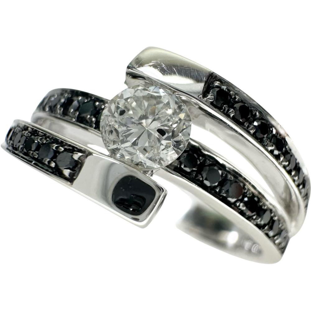 16号 ダイヤモンド 0.30ct ブラックダイヤモンド 0.29ct リング・指輪 K18WGホワイトゴールド 18金 5.9g レディース【中古】【真子質店】【NN】【YIx】