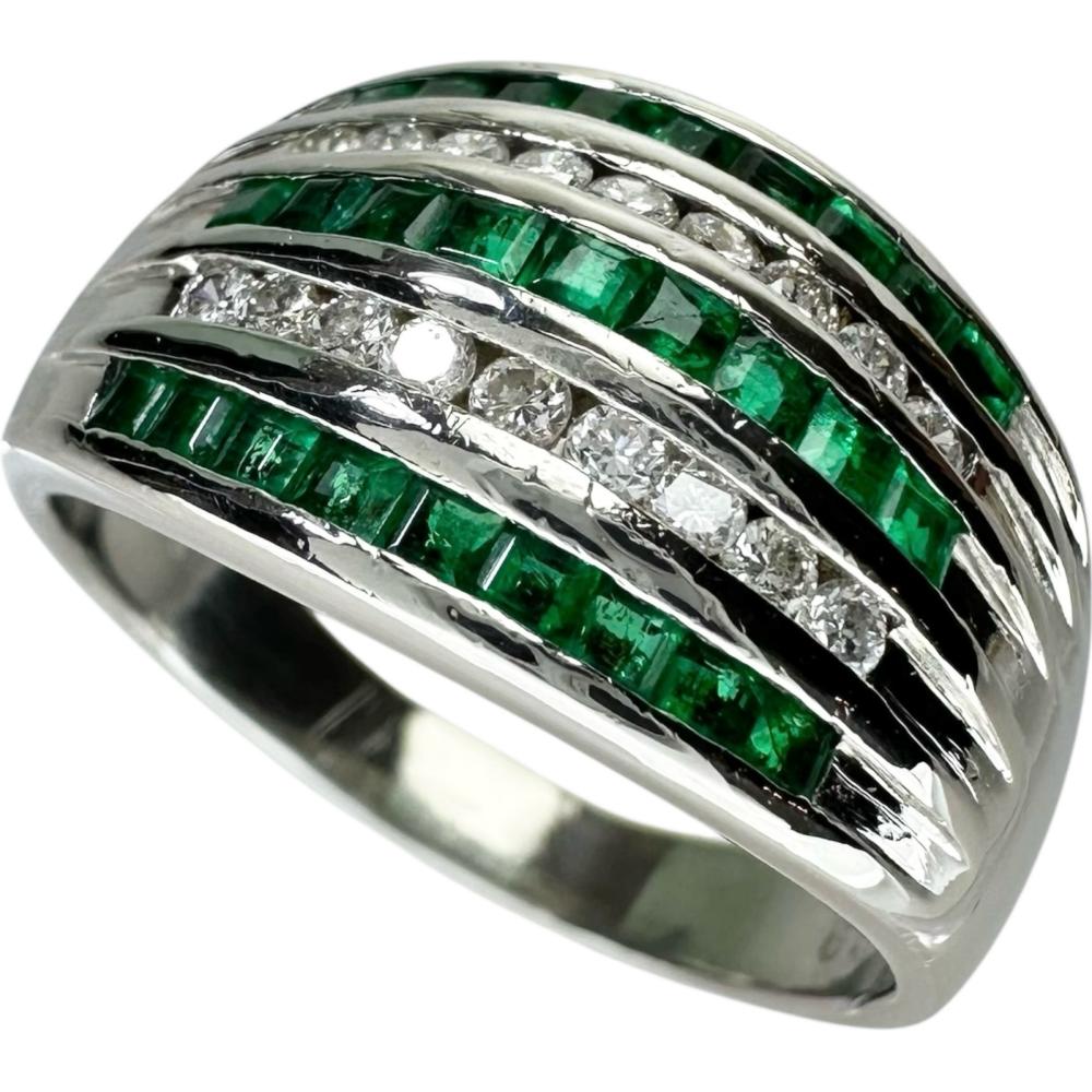 17号 仕上げ済 エメラルド 計0.81ct ダイヤモンド 計0.29ct リング・指輪 Pt900プラチナ 9.1g レディース【中古】【真子質店】【NN】【MoIK】のサムネイル