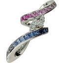 【Jeunet/ジュネ】 マルチカラー サファイア 1.38ct ダイヤモンド 0.11ct ペンダントトップ K18WGホワイトゴールド 18金 8.3g レディース【中古】【真子質店】【NN】【SSx】【pdpd】(4)