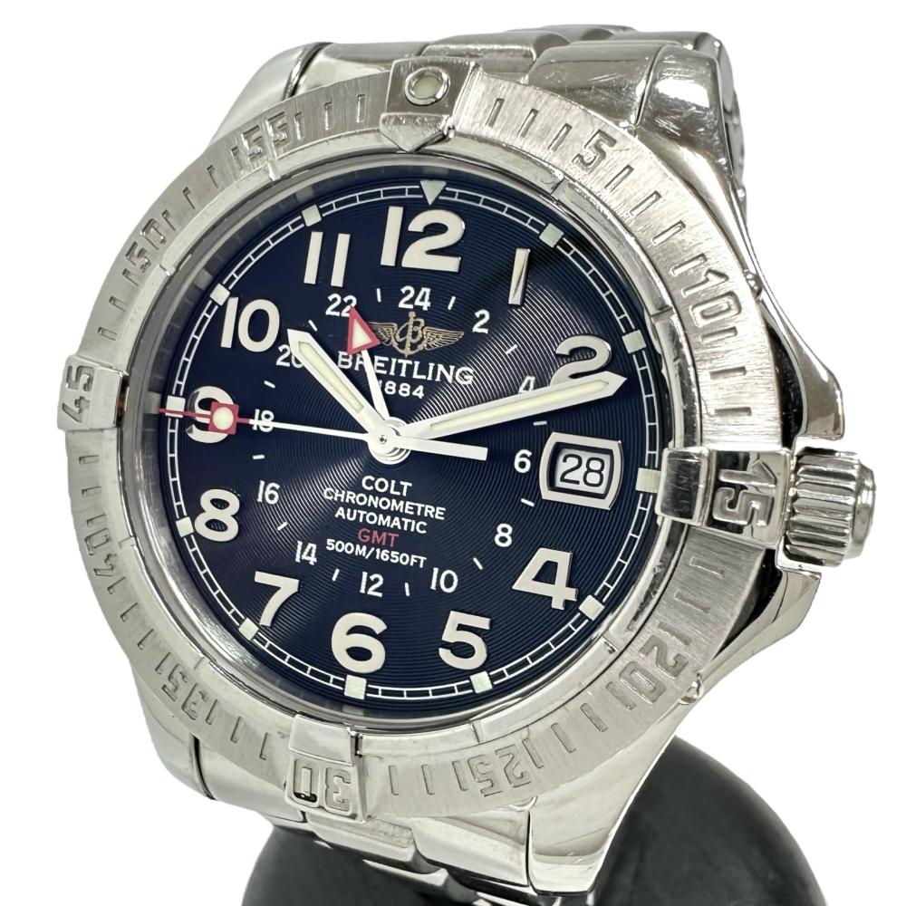 【BREITLING/ブライトリング】 コルト A32350 OH済 GMT 腕時計 ステンレススチール 自動巻き/オートマ 黒文字盤 メンズ【中古】【真子質店】【GD】【IKMoD】【pdpd】