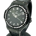 【HUBLOT/ウブロ】 クラシックフージョン 581.CM.1170.LR.1104 ダイヤ巻 腕時計 チタン/ダイヤモンド/黒セラミック/レザー クオーツ 黒文字盤/黒革ベルト レディース【中古】【真子質店】【BL】【MoxxMo】(2)