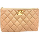 【CHANEL/シャネル】 ミニマトラッセ クラッチバッグ ポーチ クラッチバッグ ランダム番 キャビアスキン ベージュ レディース【中古】【真子質店】【GD】...