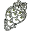 フクロウ ペンブローチ ブローチ兼用 クリソベリルキャッツアイ 計3.29ct ダイヤモンド 計0.80ct ペンダントトップ K18WGホワイトゴールド 18金/K14WGホワイトゴールド 14金 16.1g レディース【中古】【真子質店】【NN】【TIKMi】