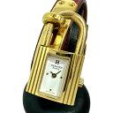 【HERMES/エルメス】 ケリーウォッチ ドゥブルトゥール KE1.201 ロング/2重ブレス 腕時計 GP/レザー クオーツ 白文字盤/ワインレッド革ベルト レディース【中古】【真子質店】【GD】【YYx】