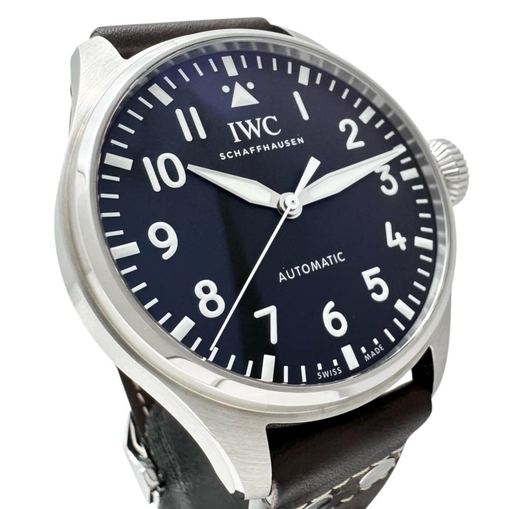 【IWC/インターナショナルウォッチカンパニー】 ビッグパイロットウォッチ43 IW329301 保証書/ギャラ/箱付き　裏スケルトン　 腕時計 ステンレススチール/レザー 自動巻き/オートマ ブラック文字盤/ブラウンレザーベルト メンズ【中古】【真子質店】【BL】【YYII】