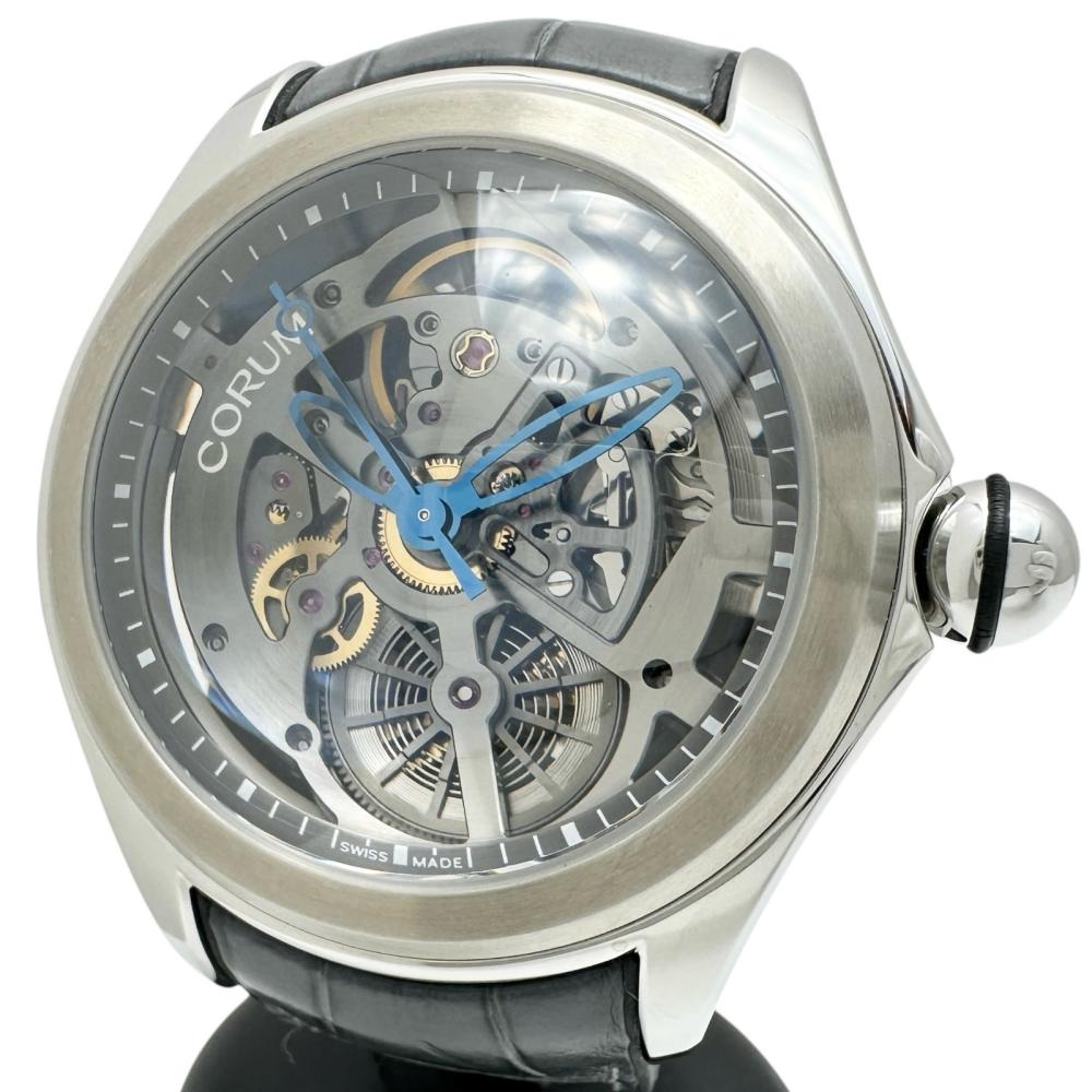 【CORUM/コルム】 バブル L082/02595 082.400.20 スケルトン 腕時計 ステンレススチール/レザー 自動巻き/オートマ グレー文字盤/グレーレザーベルト メンズ【中古】【真子質店】【GD】【TMoSY】