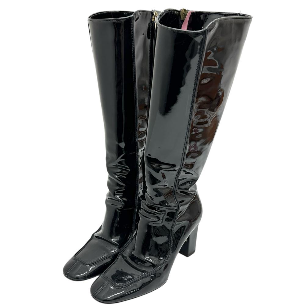 【CELINE/セリーヌ】 ロングブーツ ブーツ エナメル ブラック レディース【中古】【真子質店】【GD】【..