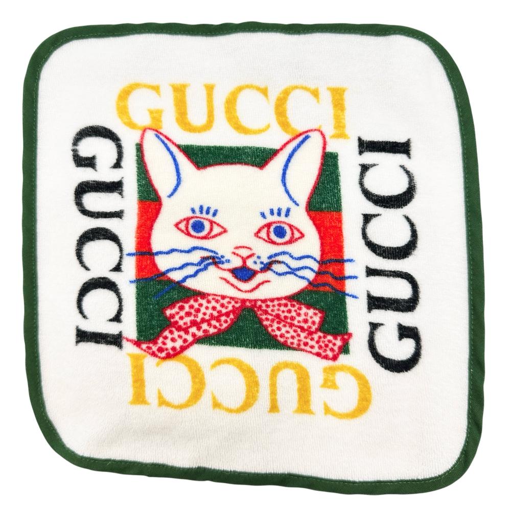 【GUCCI/グッチ】 614624 ヒグチユウコ 猫柄 ハンカチ コットン100％ マルチカラー  ...