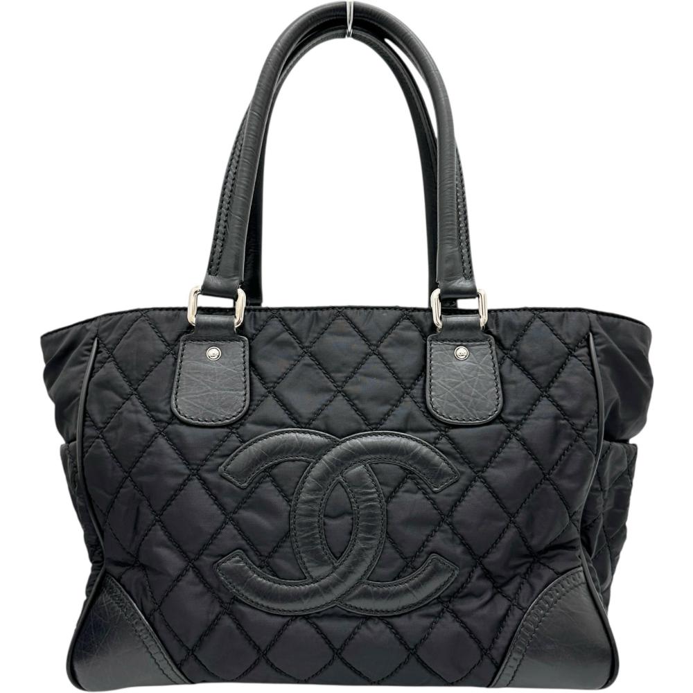 【CHANEL/シャネル】 A33100 パリニューヨーク トートバッグ 12番（2008年頃） ナイロン/レザー ブラックナイロン/ブラックレザー レディース【中古】【真子質店】【BL】【IDMax】