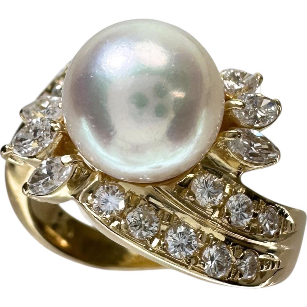 10号【TASAKI/タサキ】 アコヤパール8.6mm ダイヤモンド 0.53ct リング・指輪 K18...