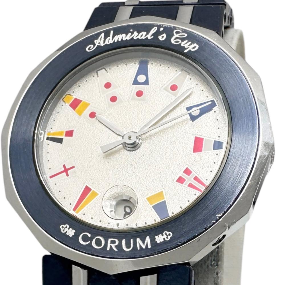 【CORUM/コルム】 アドミラルズカップ ガンブルー 39.610.30V50B 腕時計 ステンレススチール クオーツ ベージュ文字盤/ブルーベルト レディース【中古】【真子質店】【GD】【DIMi】
