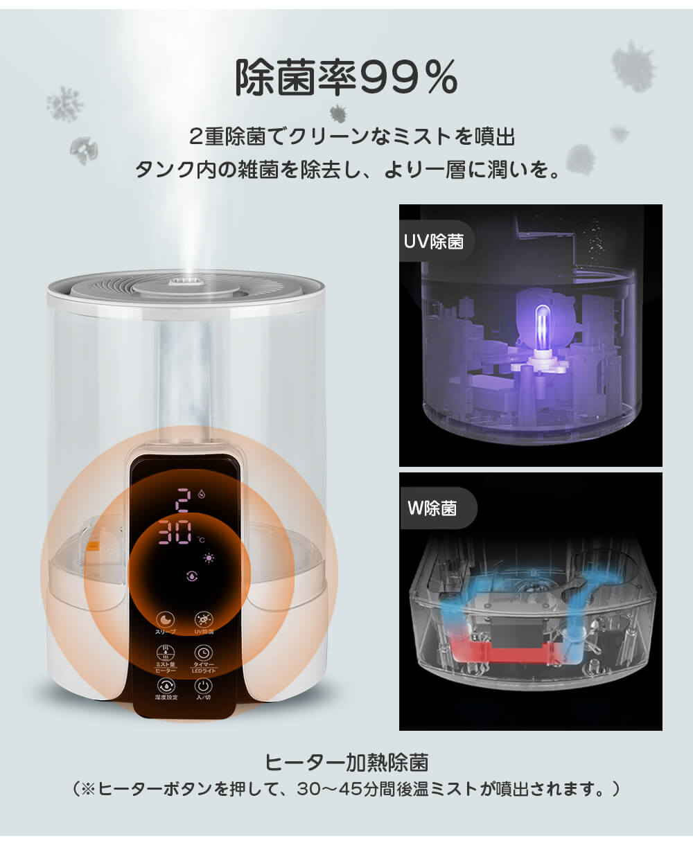 加湿器 ハイブリッド式 卓上 大容量 6L タイマー付き 除菌 抗菌 スチーム式 アロマ リモコン付き お手入れ簡単 タッチセンサー 自動停止機能 ライト付き アロマ対応 LED ハイブリッド式加湿器 上部給水 床置き 上部給水 リビング 静音 JSQ01-3