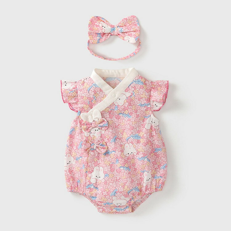 ロンパース 2点セット ベビー服 ピンク ロンパース 夏用 チェリー 子供服 甚平 新生児服 パジャマ 肌着 春夏 綿 新生児 幼児 子ども 子供 乳児 赤ちゃん あかちゃん 女の子 可愛い 通園 保育園 百日祝い 出産祝い プレゼント ギフト