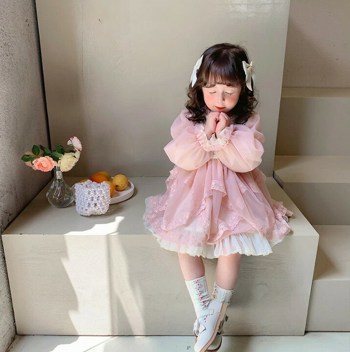 ワンピース 女の子 子どもドレス 子供服 キッズ 長袖 メイド 洋服 可愛いロリータ服 秋冬 コスプレ クリスマス お誕生日プレゼントlolita 90/100/110/120/130