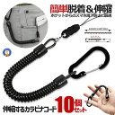 ★10%オフ★楽天スーパーセール★ コードストラップ 10本セット コイルストラップ 伸びる 太めタイプ ロック機能付き カラビナ リング キーチェーン スマホ...