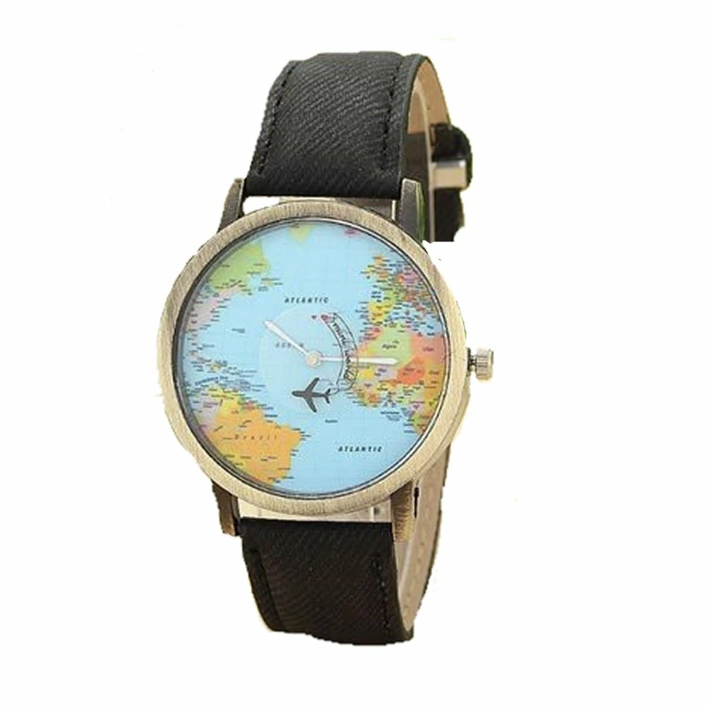 世界地図時計 7色セット ウォッチ 贈り物 高級 革 本格 メンズ おしゃれ SEKADOKE-SET