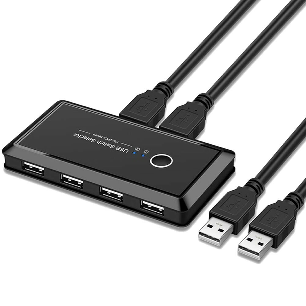 コネクタ：パソコン側 : USB（メス）×2 周辺機器側 USB機器×4 *1組のUSBマウス・USBキーボード・モニタを 2台のPCで共用できる切替器 *切り替え先が一目で分かる LEDランプ搭載 *US2.0に対応のプリンタなどの周辺機器を 共有することに最適 *ボタンスイッチで簡単に 2台のパソコンを切り替え可能 詳細は画像をご参照くださいませ ★★送料無料★★ ※北海道は250円、離島地域及び沖縄県は650円にて承ります。 USB 切り替え機 PC2台用 プリンタ マウス キーボード ハブなどを切替 手動切替器 USBケーブル2本 MACHINEC