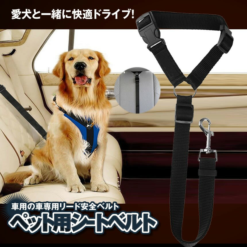 【送料無料】ペット 犬用 猫 シートベルト 【2個セット】 ドライブ 車専用リード 安全ベルト 飛びつく防止 簡単装着 PESIBE