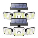★ポイント5倍!お買物マラソン★ 2個セット センサーライト ソーラー 112LED 3灯式 360度回転 人感センサー 夜間自動点灯 太陽光充電 屋外 ガーデ...