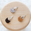 ObiObi(オビオビ)猫 スパンコール ブラック シルバー ゴールドヘアピン パッチン フランス製バレッタMADE IN FRANCE ハンドメイド ベビー ...