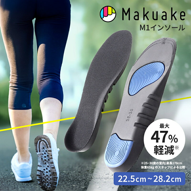 【Makuake公式】 中敷き 靴中敷き M1インソール2021 厚さ0.6cm 衝撃吸収インソール 衝撃吸収 衝撃分散 薄型 足圧軽減 体圧分散 負担軽減 疲れ軽減 かかと 保護 立ち仕事 歩行 散歩 ランニング スポーツ スニーカー 革靴 靴 Makuake マクアケ