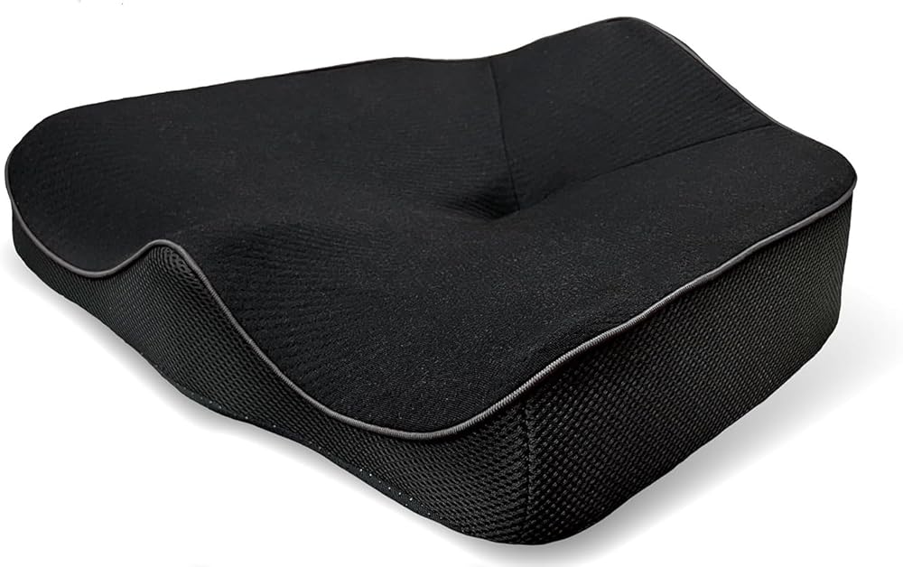 MORIPiLO クッション 椅子 座布団 姿勢矯正 骨盤が立つ 整骨院監修 (腰の事を考えた 高反発 硬め) ブラック 43x38x8-13cm 坐骨で座れて 背筋がグンと伸びる