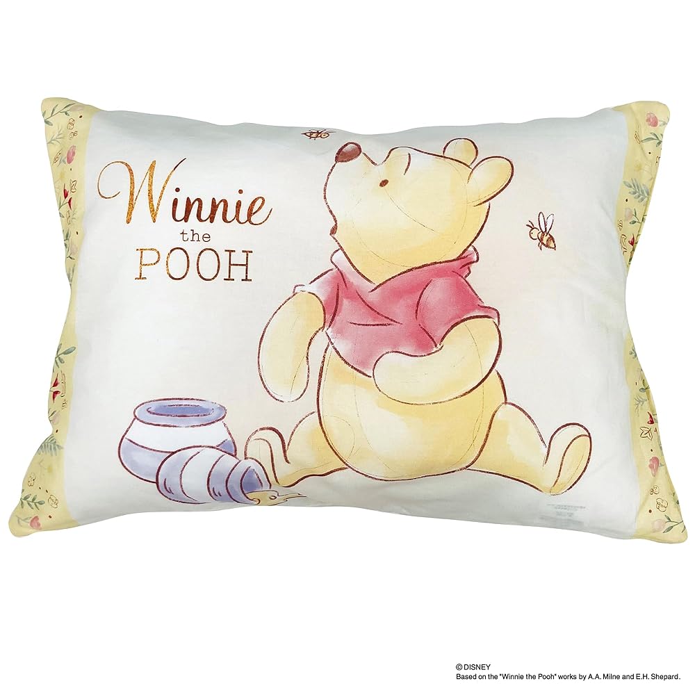 MORIPiLO 子供 枕カバー 低め ディズニー くまのプーさん ハチミツ イエロー 約28x39cm用 肌にやさしい綿100生地 洗える グッズ キャラクター まくらのモリシタ [2]