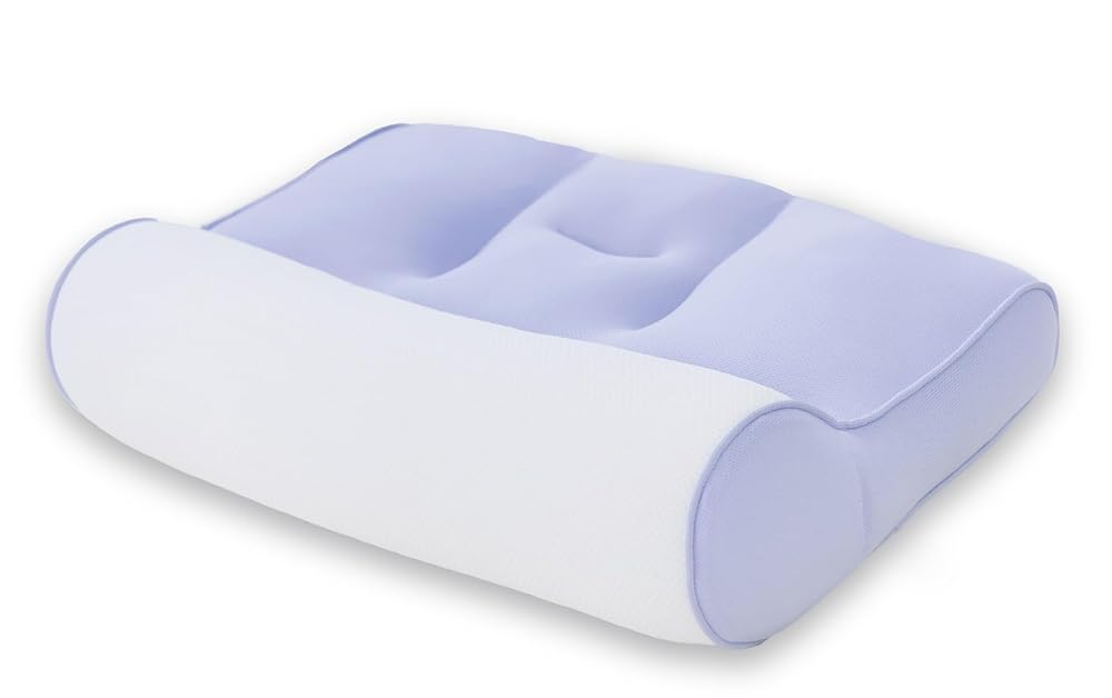 MORIPiLO 枕 ストレートネック 矯正 首枕 (整骨院監修 スマホ首を考えたまくら) 寝るだけストレッチ 横向寝対応 (柔らか ブルー) 43x63x9-12cm モリシタ 417986