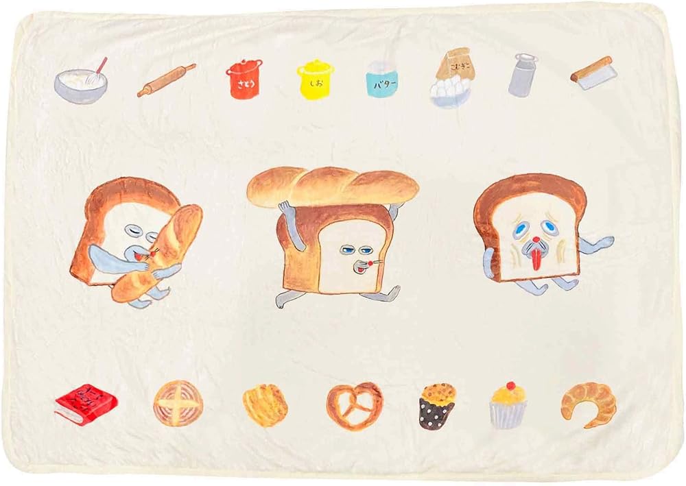 MORIPiLO(モリシタ) パンどろぼう 膝掛け ブランケット (柔らかフランネル) 可愛い あったか グッズ 毛..
