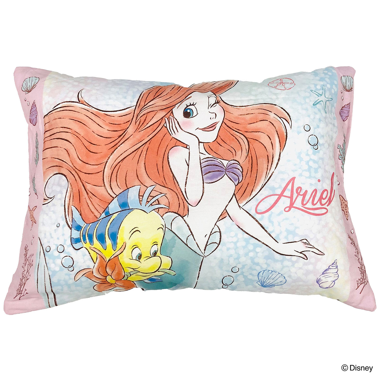 モリシタ ディズニー ジュニア枕 ( アリエル&フランダー ) リトルマーメイド こども枕 洗える まくら カバー付き こども キッズ ピロー お昼寝 女の子 こども寝具 かわいい キャラクター グッズ ギフト プレゼント