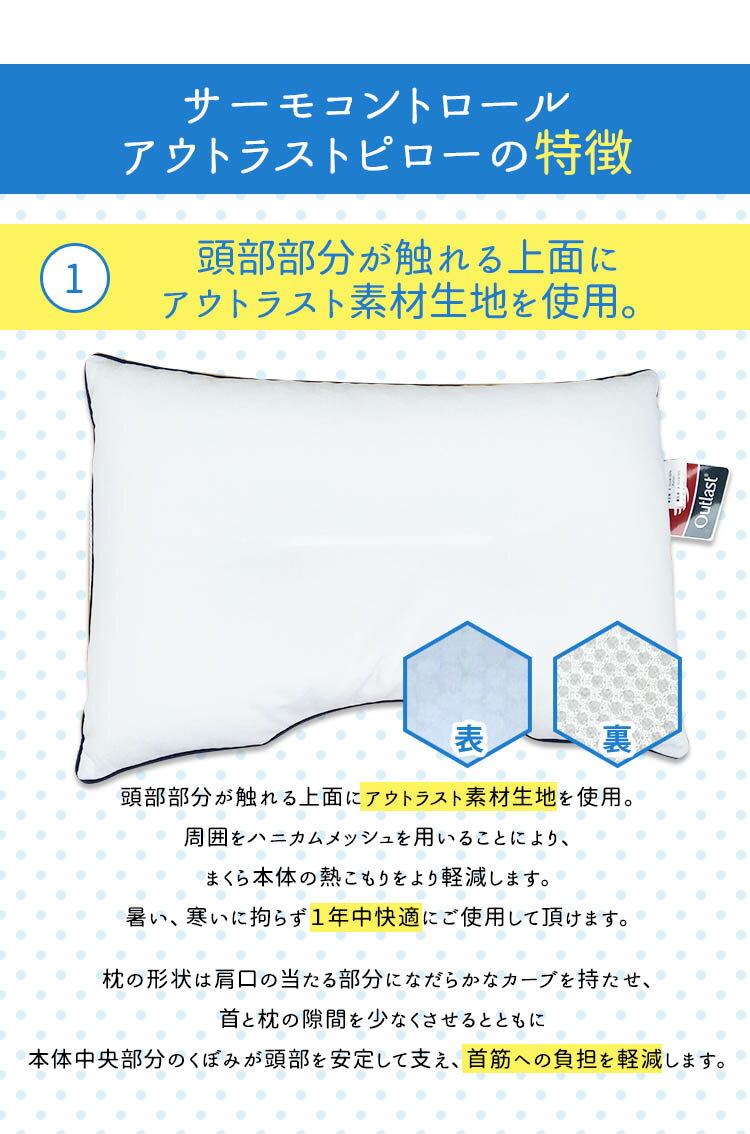 【送料無料】サーモコントロール　アウトラストピロー/43×63cm　伊藤園お茶パイプ/枕 まくら マクラ ピロー まくら 快眠