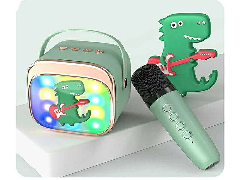 ShiningShopのカラオケセット ミニ カラオケ Bluetooth スピーカー 家庭用 ワイヤレス マイク karaoke 無線マイク 多彩LEDライト付き スピーカー 自宅 歌 練習 一人カラオケ デュエット 伴奏機能付き 家庭カラオケ Android/iPhoneに対応｜アングル3