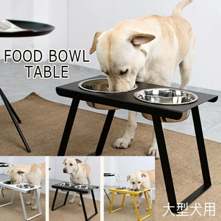 Rakuten - フィーディングテーブル 大型犬用フードボウルホルダー フィーディングボックスフード用具 食器ラックステンレススチール 高さ約30cmフードボウルホルダー ハイテーブル逆流防止加工