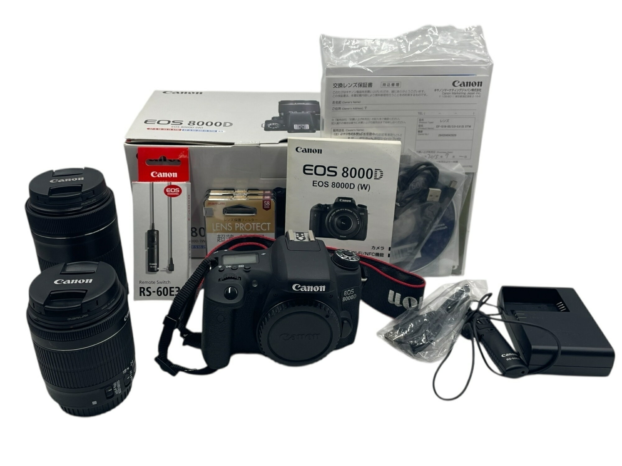 ■極美品 Canon EOS 8000D ダブルズームキット レンズ2本 付属品多数 外箱あり 説明書付