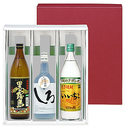 人気の芋・麦・米焼酎3点セット　送料無料ギフトω【いいちこ・黒霧島・しろ】【〜♪送料無料♪〜九州・北海道・離島(沖縄など)・代引き手数料は別途費用が掛かります♪】 【ギフト製品・Gift】※条件により送料が異なる場合があります。【お中元】