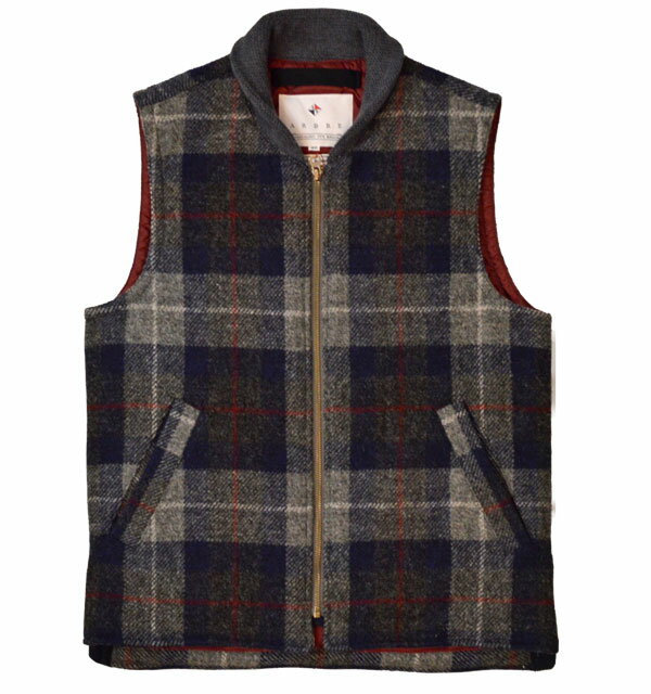 アルブル arbre ハリスツイード ダウンベスト HARRIS TWEED DOWN VEST CHECK