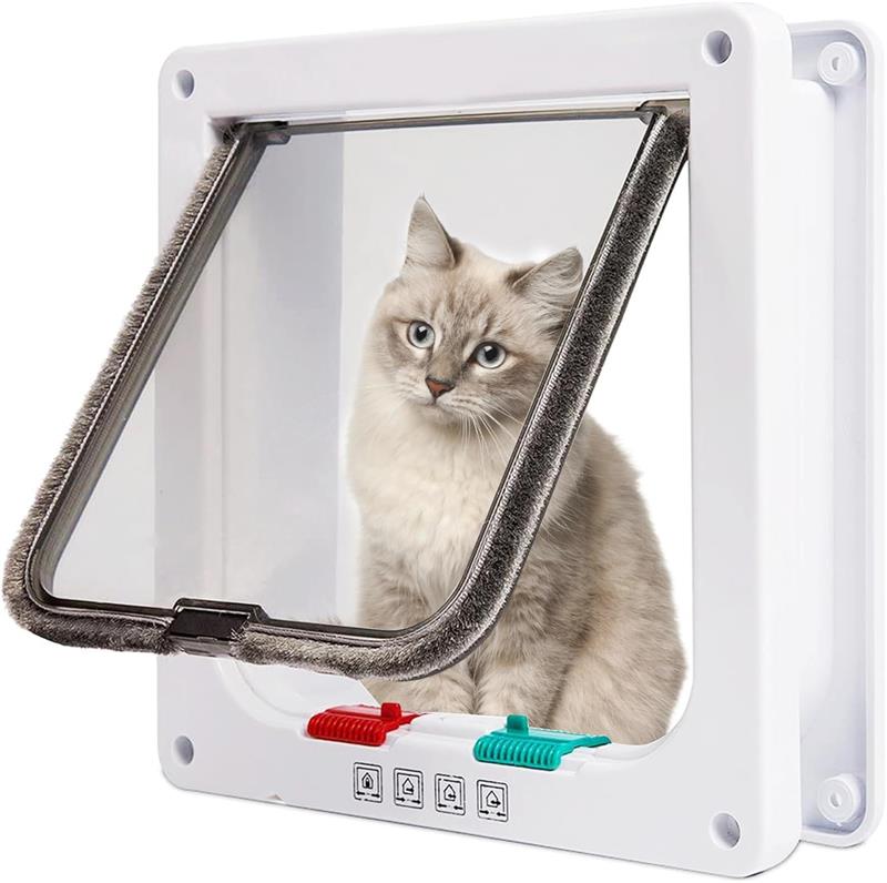 猫 ドア ペットドア 20*19cm 猫 出入り口 小型犬用 ドア 猫扉 4WAY ペットドア 小型 犬 猫 ペット出入り口 室内用 取り付け簡単 冷暖房対策