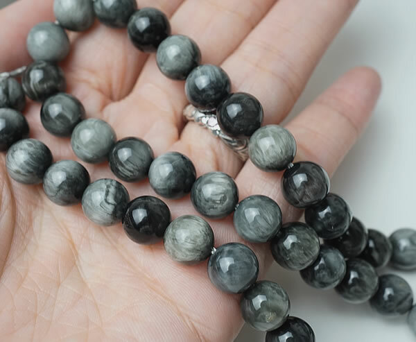 【10粒/バラ売り】グレータイガーアイ イーグルアイAAAA 8mm 穴あきビーズ バラ売り 粒売り 天然石 パワーストーン 手作り アクセサリー ハンドメイド パーツ ブレスレット 　ペンダント ピアス イヤリング製作