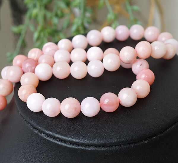 【3粒/バラ売り】ピンクオパール 8mm 蛋白石 穴あきビーズ バラ売り 粒売り 天然石 パワーストーン アクセサリー ハンドメイド パーツ ブレスレット ペンダント ネックレス ピアス イヤリング製作