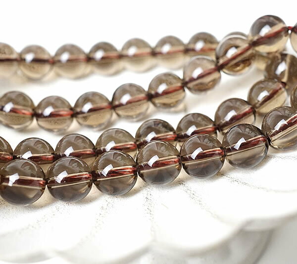 【5粒/バラ売り】スモーキークォーツ 8mm 煙水晶 穴あきビーズ バラ売り 粒売り 天然石 パワーストーン アクセサリー ハンドメイド パーツ ブレスレット ペンダント ネックレス ピアス イヤリング製作