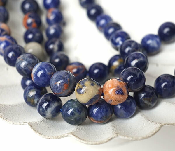 【1連/連売り】ソーダライト マルチカラー 8mm 厄除け 魔除け 災難除け お守り 穴あきビーズ バラ売り 粒売り 天然石 パワーストーン アクセサリー ハンドメイド パーツ ブレスレット ペンダント ネックレス ピアス イヤリング製作