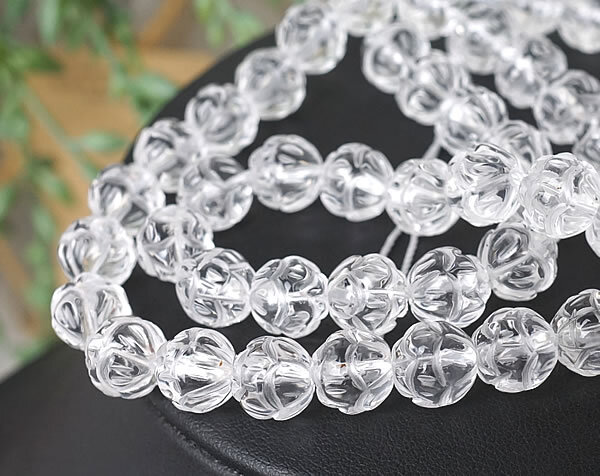 【20粒/バラ売り】水晶 蓮 ロータスカット 8mm 穴あきビーズ バラ売り 粒売り 天然石 パワーストーン アクセサリー ハンドメイド パーツ ブレスレット ペンダント ネックレス ピアス イヤリング製作