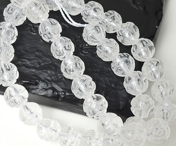 【3粒/バラ売り】水晶 蓮 ロータスカット 10mm 穴あきビーズ ばら売り 粒売り 天然石 パワーストーン アクセサリー ハンドメイド パーツ ブレスレット ペンダント ネックレス ピアス イヤリング製作