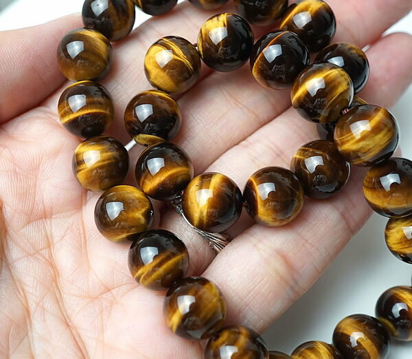 【3粒/バラ売り】タイガーアイ 8mm 虎目石 猫目石 穴あきビーズ バラ売り 粒売り 天然石 パワーストーン 手作り アクセサリー ハンドメイド ブレスレット ペンダント ピアス イヤリング製作 金運 財運 仕事運