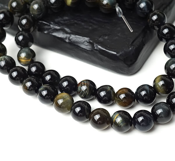 【3粒/バラ売り】グリーンタイガーアイ(天然色) 8mm 虎目石 猫目石 穴あきビーズ ばら売り 粒売り 天然石 パワーストーン 手作り アクセサリー ハンドメイド ブレスレット ペンダント ピアス イヤリング製作 金運 財運 仕事運